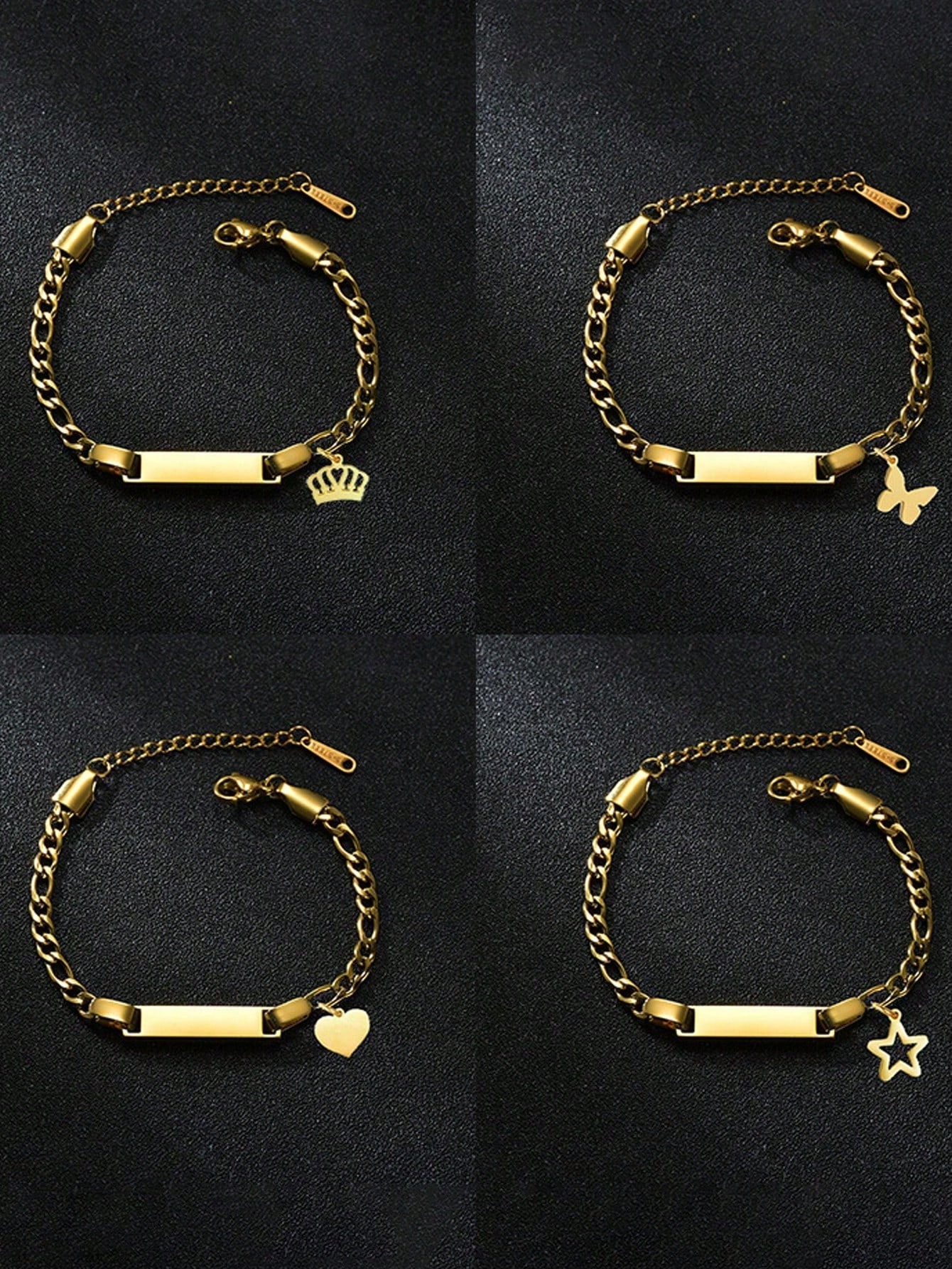 Personalized Baby Name Bracelets for Boys and Girls Custom Gold-Plated Stainless Steel Bar ID Bracelets